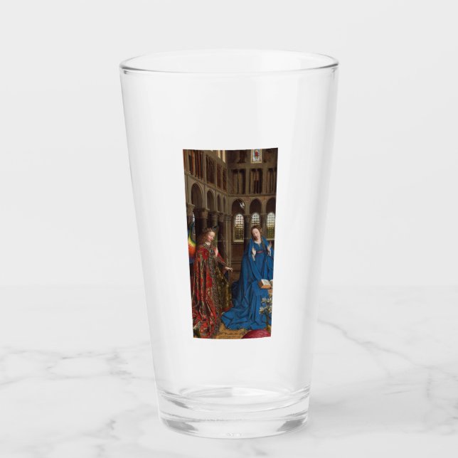 Van Eycks Bebådelse Premium Katedral Ljus Glaskopp (Framsida)