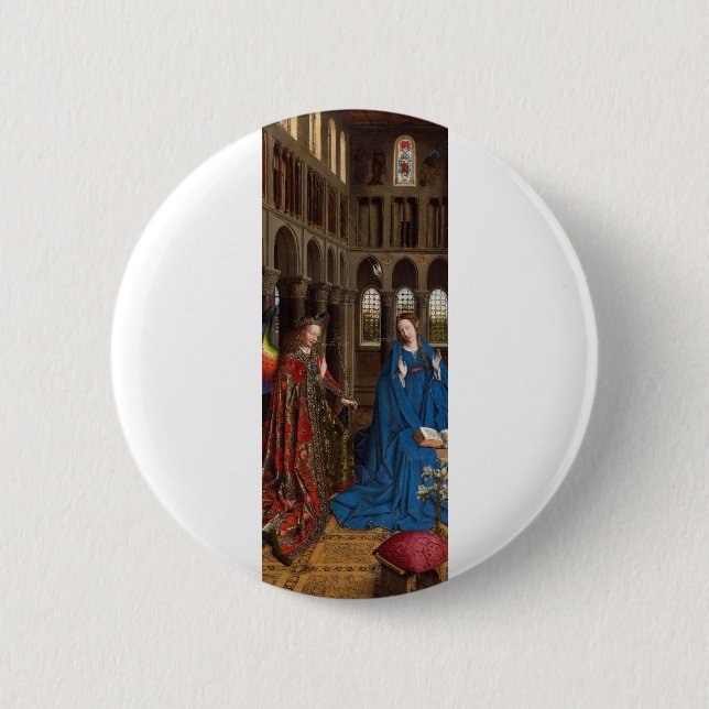 Van Eycks Bebådelse Premium Katedral Ljus Knapp (Framsida)