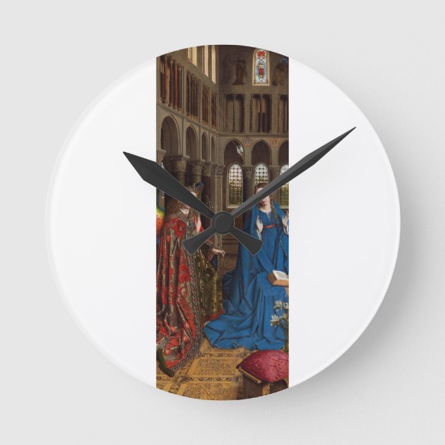 Van Eycks Bebådelse Premium Katedral Ljus Rund Klocka (Framsida)