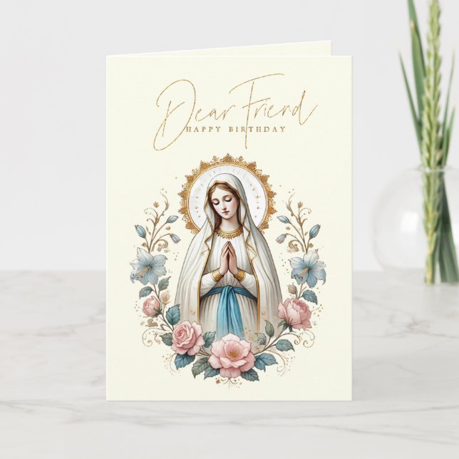 VÄN Födelsedag Blommig Religiös Tack Kort (Framsida)