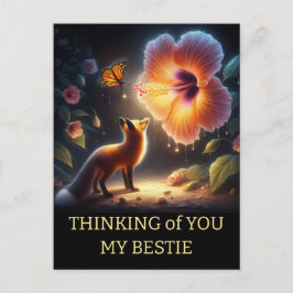 Vän födelsedag Mörka Skogen Räf Flora Vykort