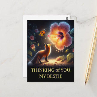 Vän födelsedag Mörka Skogen Räven Flora Vykort