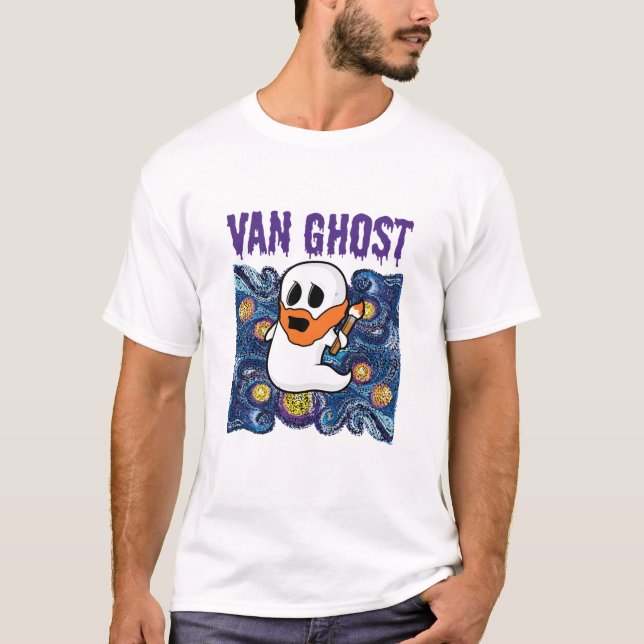 Van Ghost Funny Art Halloween Van Gogh T Shirt (Framsida)