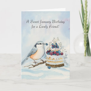 Vän glatt januari födelsedag rödbröstad fågel kort