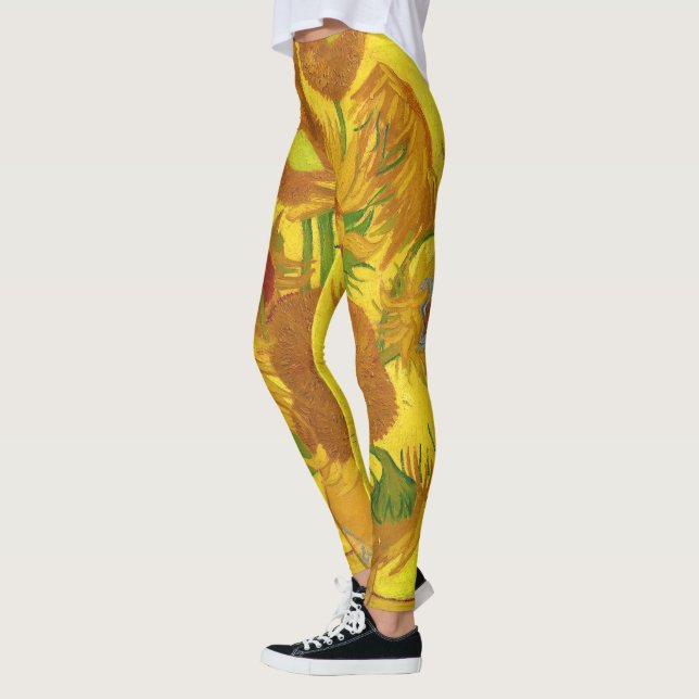 Van Gogh-15 solblommor i Vas Fine Art Leggings (Vänster)