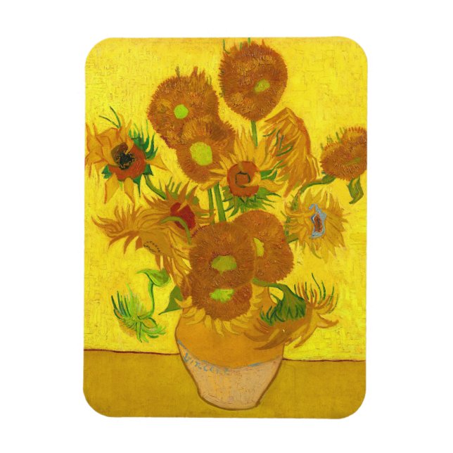 Van Gogh-15 solblommor i Vas Fine Art Magnet (Vertikal)