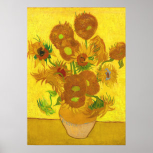 Van Gogh-15 solblommor i Vas Fine Art Poster