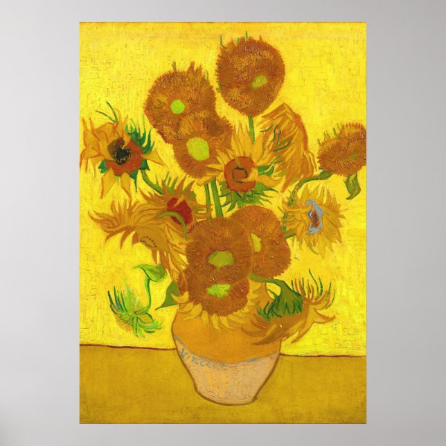 Van Gogh-15 solblommor i Vas Fine Art Poster (Framsidan)