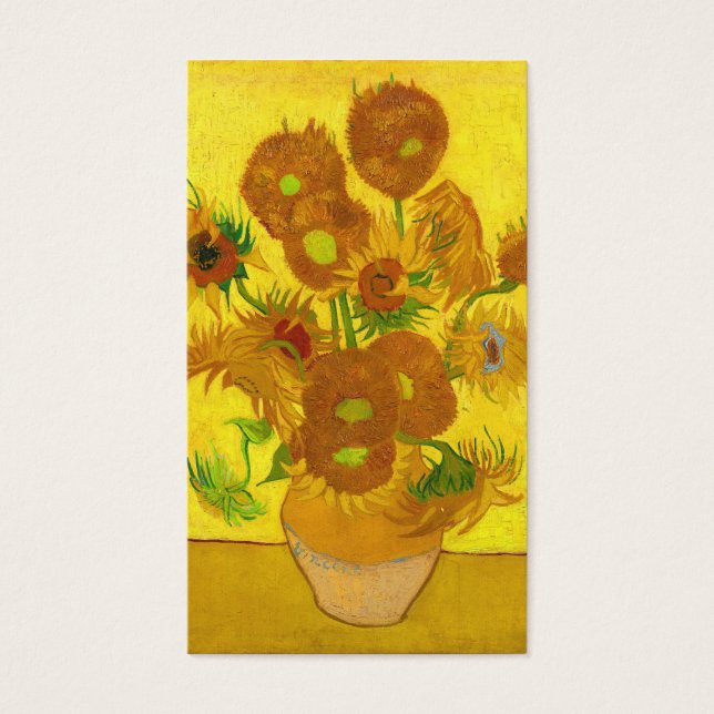 Van Gogh-15 solblommor i Vas Fine Art Visitkort (Framsidan)