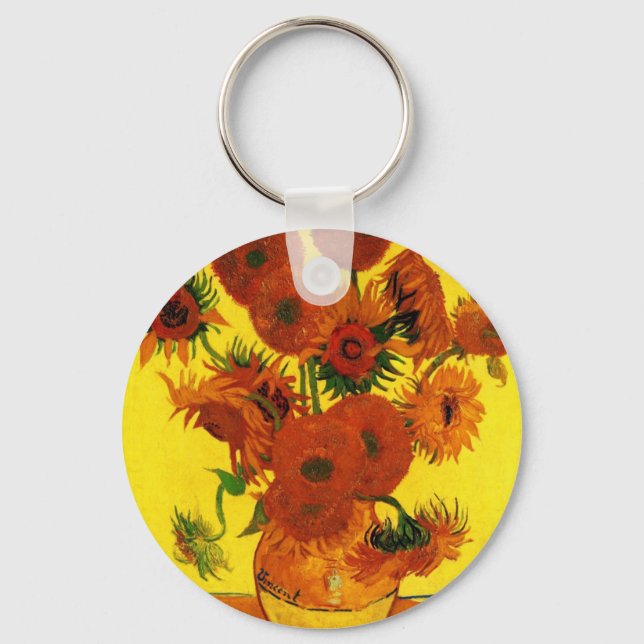 Van Gogh 15 Solblommor Nyckelring (Framsida)