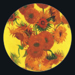 Van Gogh 15 Solblommor Runt Klistermärke<br><div class="desc">Van Gogh 15 Solblommor</div>
