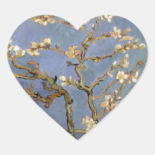 Van Gogh Almond Blommar Hjärtformat Klistermärke