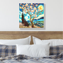 Van Gogh Almond Blommar Ligcape Måne Canvastryck