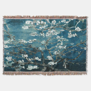 Van Gogh Almond Blommar Mörk  Teal Filt