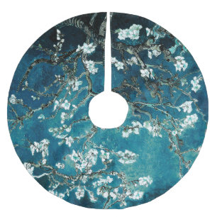 Van Gogh Almond Blommar Mörk  Teal Julgransmatta Borstad Polyester