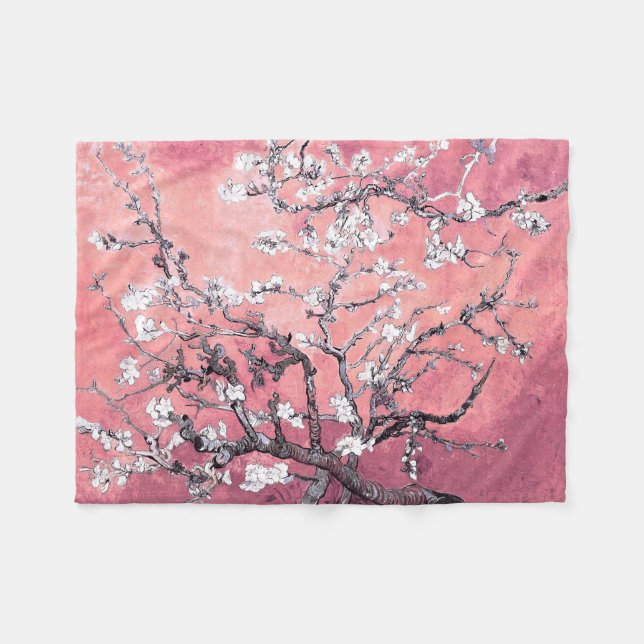 Van Gogh Almond Blommar peach rosa Fleecefilt (Framsidan (Horisontell))