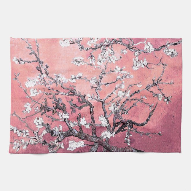 Van Gogh Almond Blommar peach rosa Kökshandduk (Horisontell)