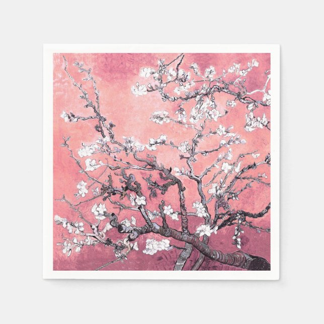 Van Gogh Almond Blommar peach rosa Pappersservett (Framsidan)