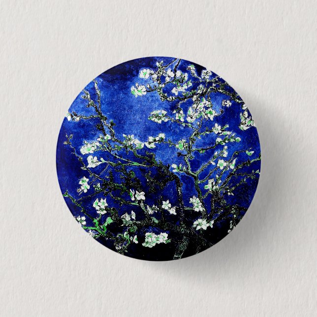 Van Gogh Almond Blommars blue grönt Knapp (Framsida)