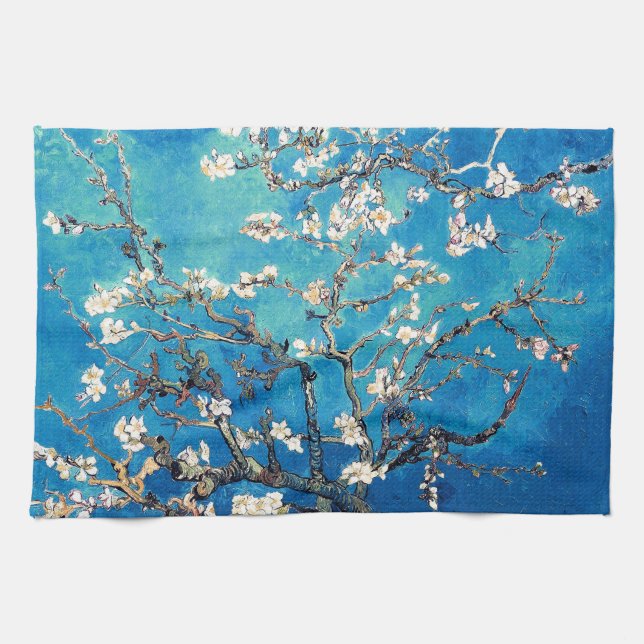 Van Gogh Almond Blommars Bright Turquise Kökshandduk (Horisontell)