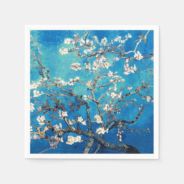 Van Gogh Almond Blommars Bright Turquise Pappersservett (Framsidan)