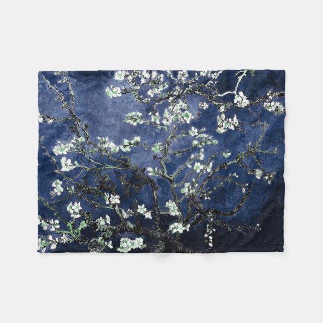 Van Gogh Almond Blommars Midnight Blue Fleecefilt (Framsidan (Horisontell))