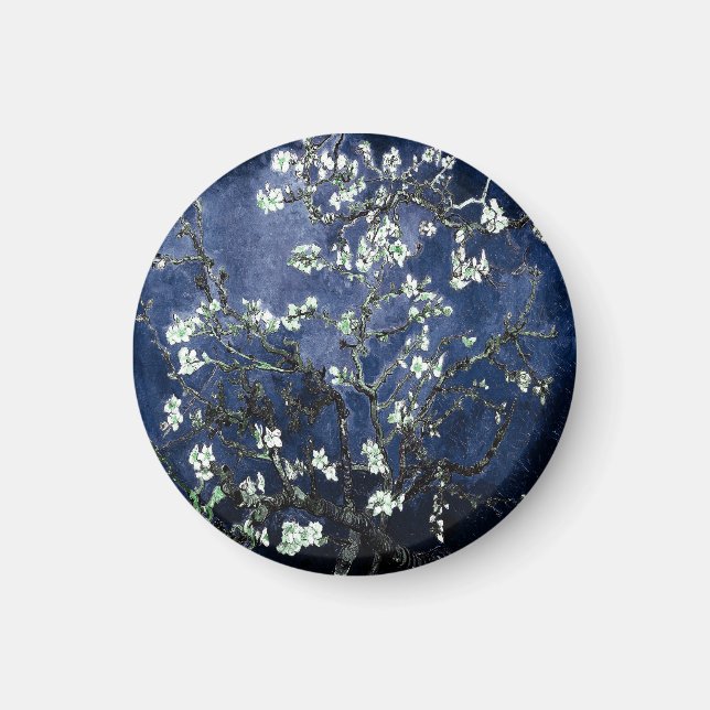 Van Gogh Almond Blommars Midnight Blue Magnet (Framsidan)