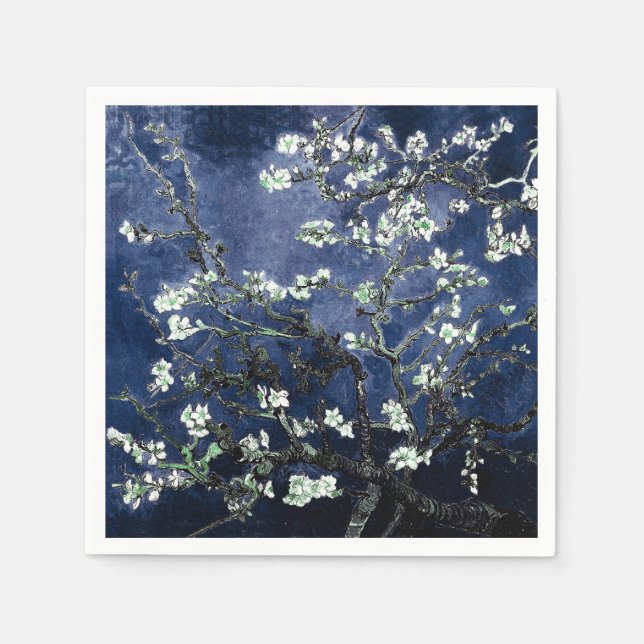 Van Gogh Almond Blommars Midnight Blue Pappersservett (Framsidan)