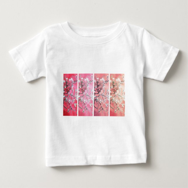 Van Gogh Almond Blommars Mörk Rosa Peach Gradient T Shirt (Framsida)
