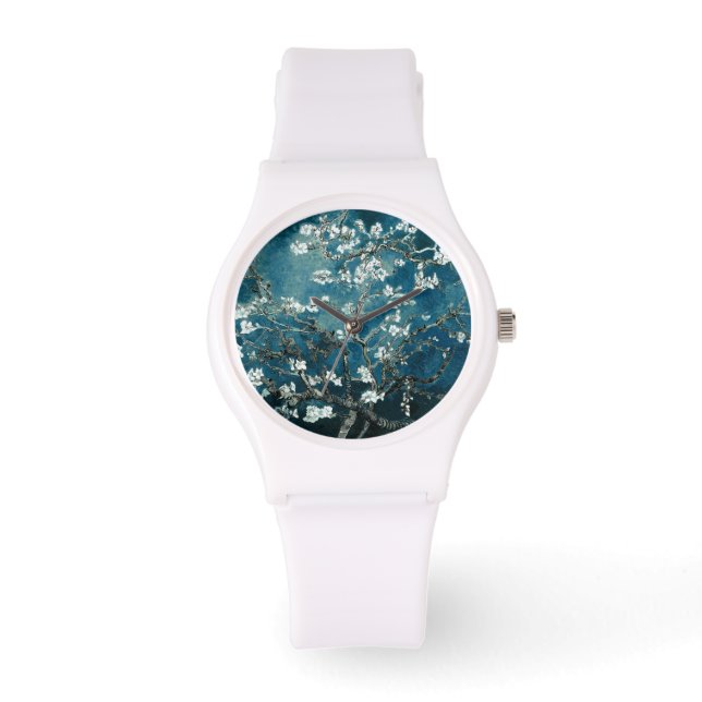Van Gogh Almond Blommars: Mörk Teal Armbandsur (Framsida)