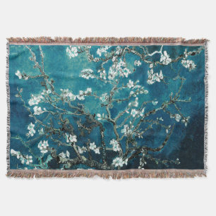 Van Gogh Almond Blommars: Mörk Teal Filt