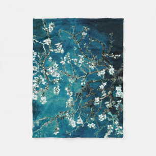 Van Gogh Almond Blommars: Mörk Teal Fleecefilt
