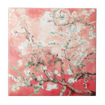Van Gogh Almond Blommars Peach Kakelplatta<br><div class="desc">Konstnär: Vincent Van Gogh Titel: Almond Blommars ändrade färg med 2gullordUtformningar</div>
