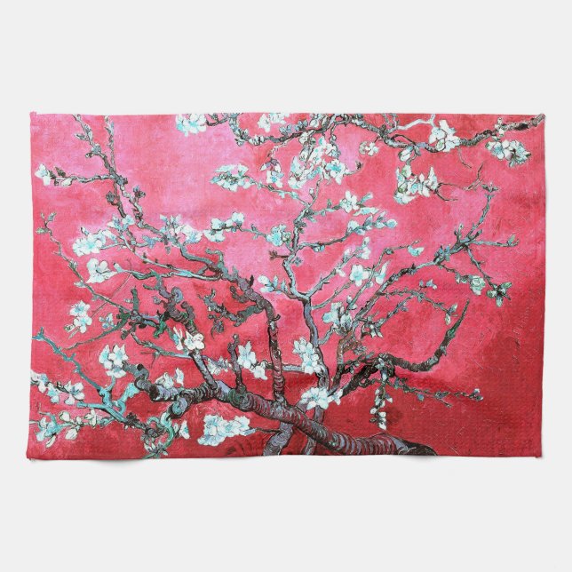 Van Gogh Almond Blommars : Red & Blue Kökshandduk (Horisontell)