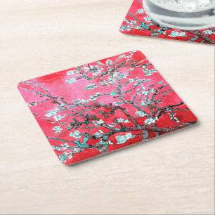 Van Gogh Almond Blommars Red blue Underlägg Papper Kvadrat