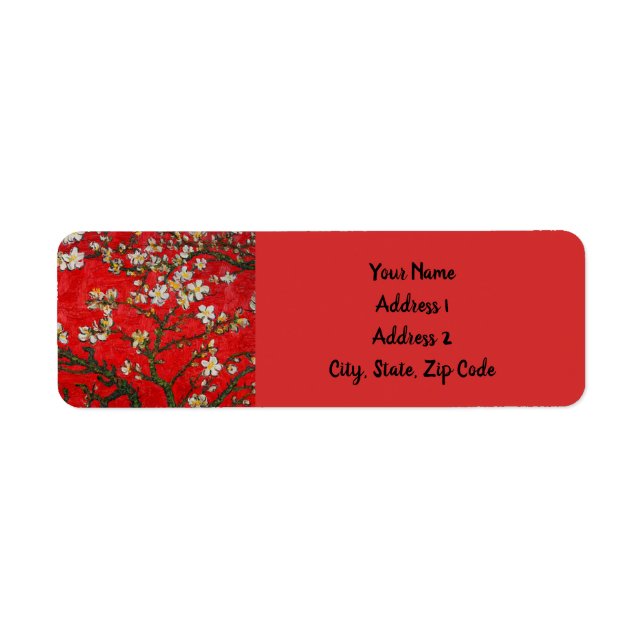 Van Gogh Almond Blommars Red Returadress Etikett (Framsidan)