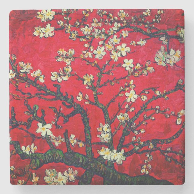 Van Gogh Almond Blommars Red Stenunderlägg (Framsidan)