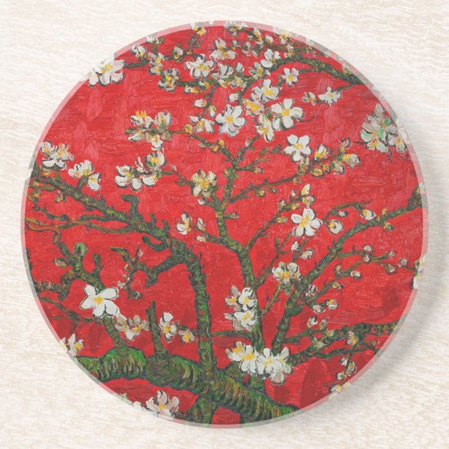 Van Gogh Almond Blommars Red Underlägg (Framsidan)