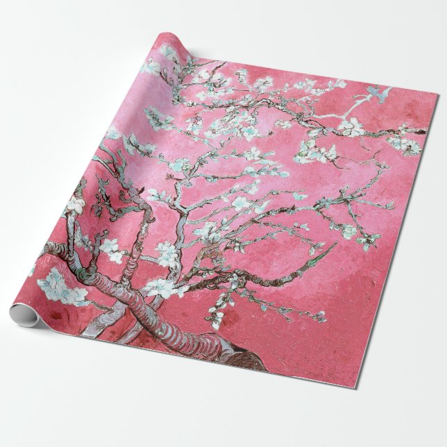 Van Gogh Almond Blommars Rosa Blue Presentpapper (Utrullad)