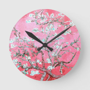 Van Gogh Almond Blommars Rosa Blue Rund Klocka
