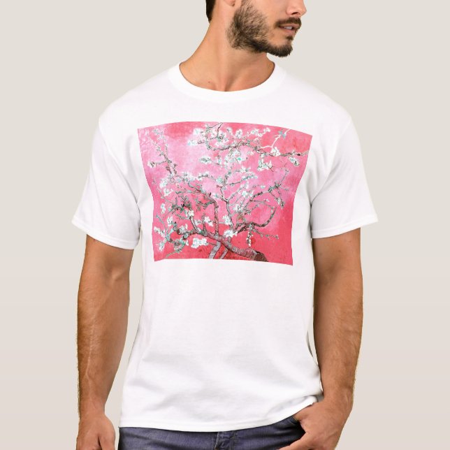 Van Gogh Almond Blommars Rosa Blue T Shirt (Framsida)