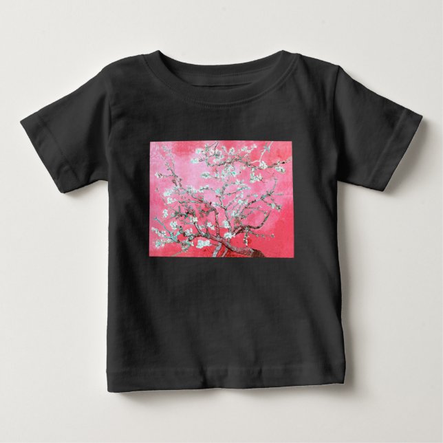 Van Gogh Almond Blommars Rosa Blue T Shirt (Framsida)