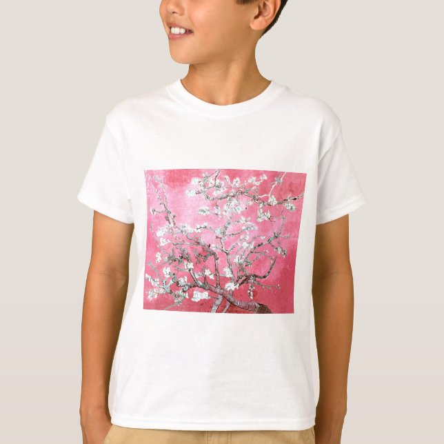 Van Gogh Almond Blommars Rosa Blue T Shirt (Framsida)