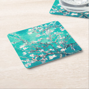 Van Gogh Almond Blommars Turcouise Underlägg Papper Kvadrat