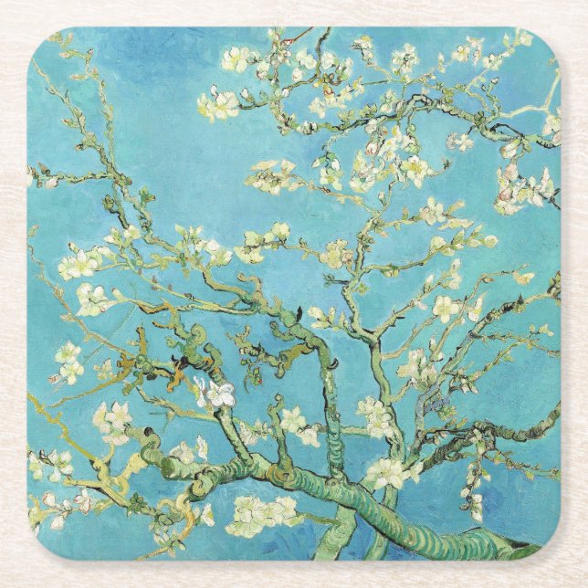 Van Gogh Almond Blommars Underlägg Papper Kvadrat (Framsidan)
