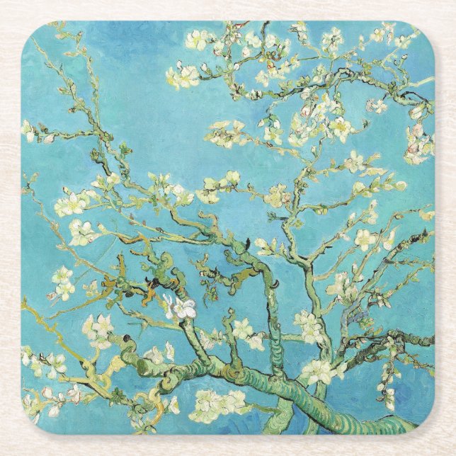 Van Gogh Almond Blommars Underlägg Papper Kvadrat (Framsidan)