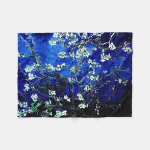 Van Gogh Almond Blommars Vibrant Blue Fleecefilt