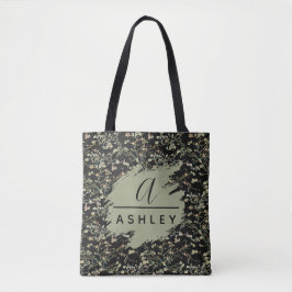 Van Gogh Almond Blossom Sage Black Monogram  Tygkasse