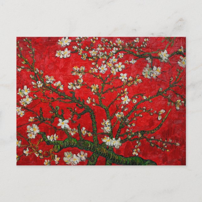 Van Gogh Almond Blossoms Red Vykort (Framsida)