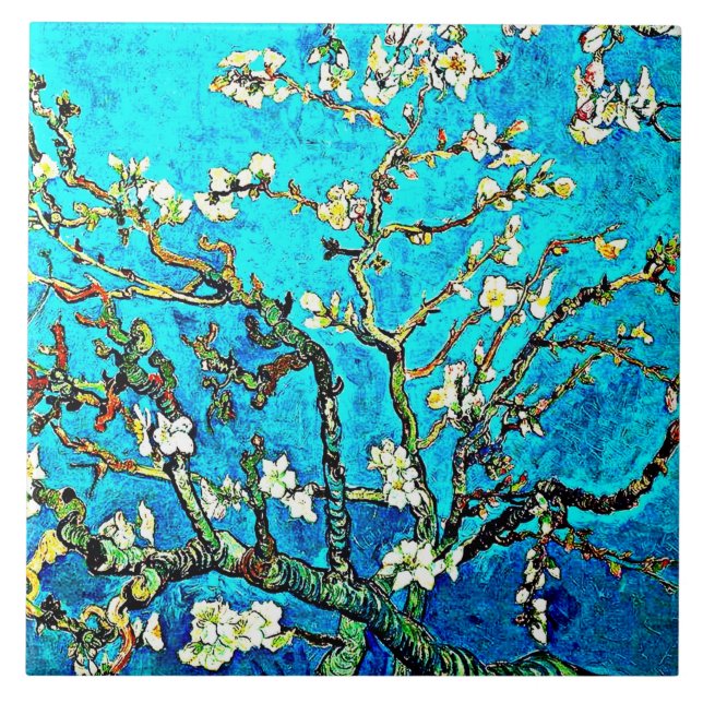 Van Gogh - Almond Grenar Kakelplatta (Framsidan)